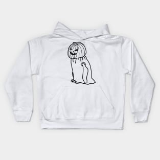 Minimal Penguin Wearing Halloween Costume Outline Kids Hoodie